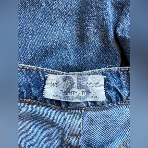 We The Free Free People Jeans Blue Denim Distressed Button Fly Flared Size 25 - Picture 8 of 10